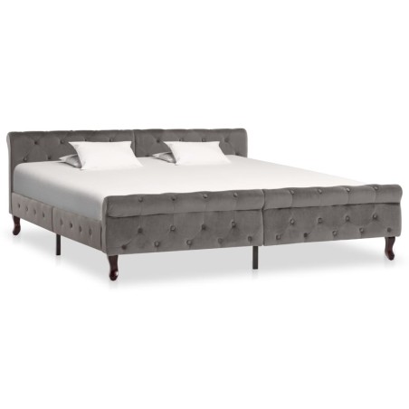 Cadre de lit sans matelas gris velours 180x200 cm