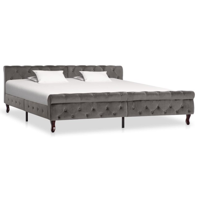 Cadre de lit sans matelas gris velours 200x200 cm