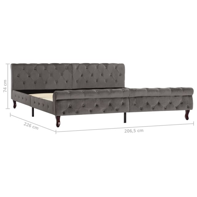 Cadre de lit sans matelas gris velours 200x200 cm