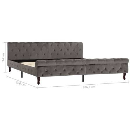 Cadre de lit sans matelas gris velours 200x200 cm