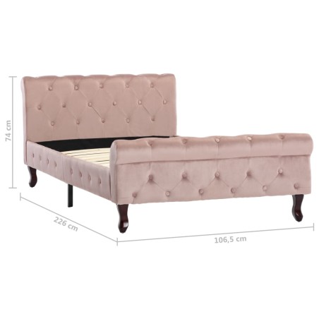 Cadre de lit sans matelas Rose Velours 100x200 cm