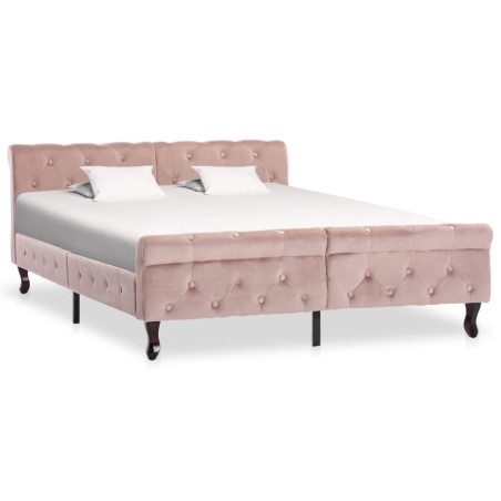 Cadre de lit sans matelas Rose Velours 140x200 cm