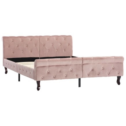 Cadre de lit sans matelas Rose Velours 140x200 cm 2