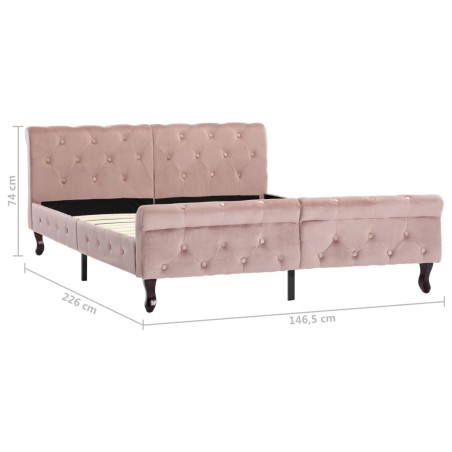 Cadre de lit sans matelas Rose Velours 140x200 cm
