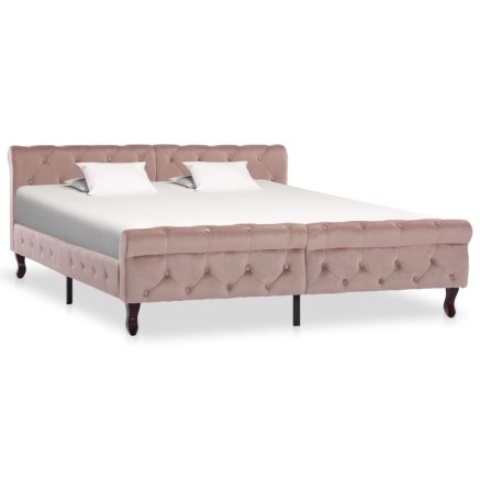 Cadre de lit sans matelas Rose Velours 160x200 cm
