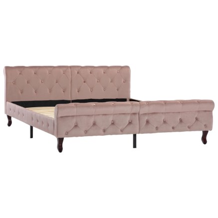 Cadre de lit sans matelas Rose Velours 160x200 cm 2