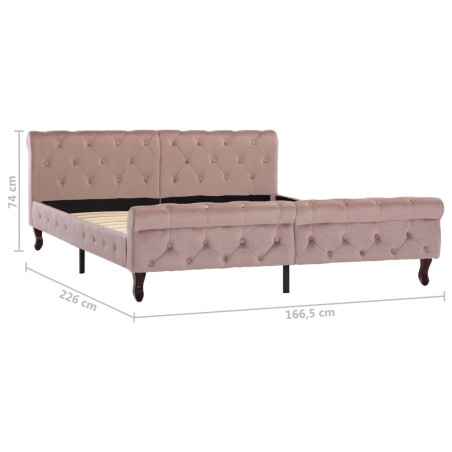 Cadre de lit sans matelas Rose Velours 160x200 cm