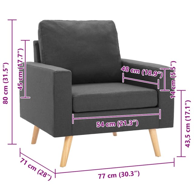 Fauteuil gris foncé tissu