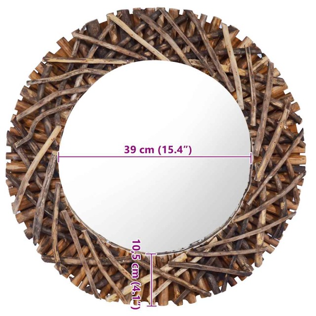 Miroir mural 60 cm Teck Rond