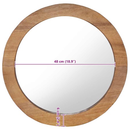 Miroir mural 60 cm Teck Rond