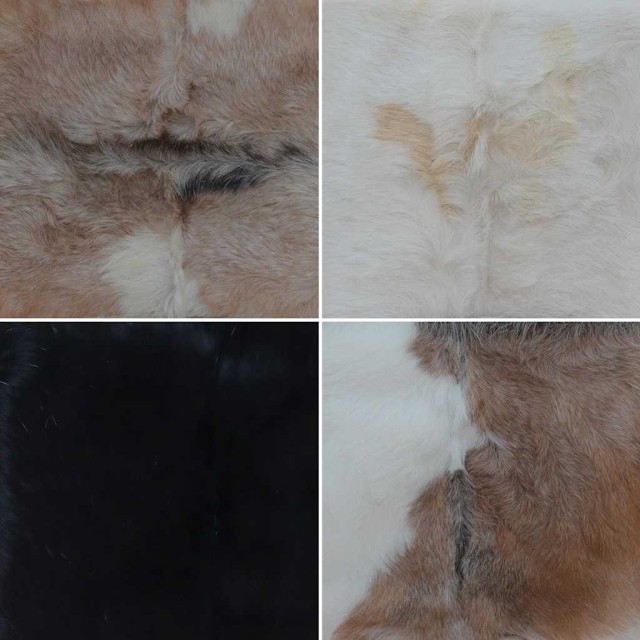 Tabouret pliable cuir de chèvre et bois de teck massif