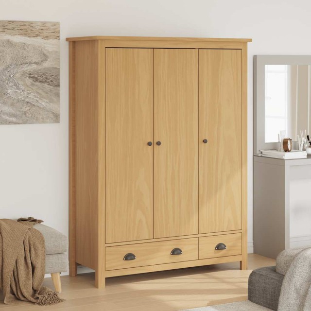 Garde-robe à 3 portes Hill 127x50x170 cm Pin solide