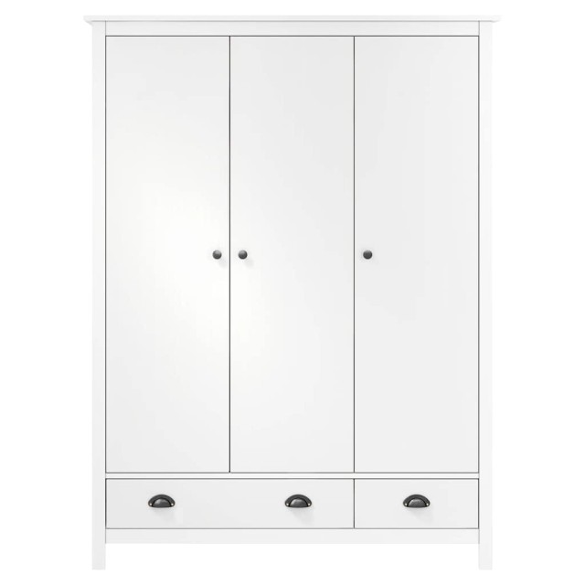 Garde-robe à 3 portes Hill Blanc 127x50x170 cm Bois pin solide