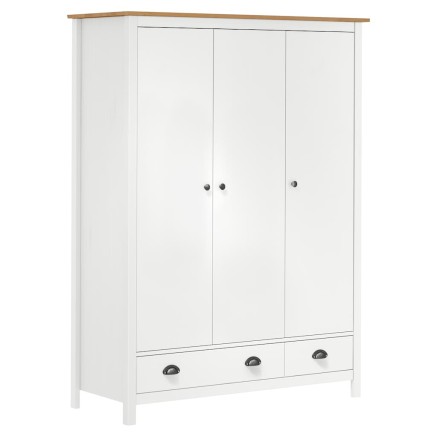 Garde-robe à 3 portes Hill Blanc 127x50x170 cm Bois pin solide 2