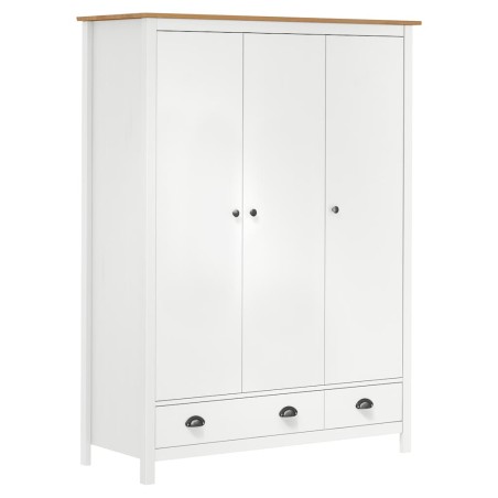 Garde-robe à 3 portes Hill Blanc 127x50x170 cm Bois pin solide