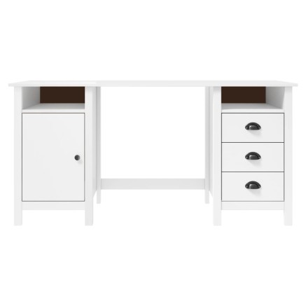 Bureau Hill Blanc 150x50x74 cm Bois de pin solide 2
