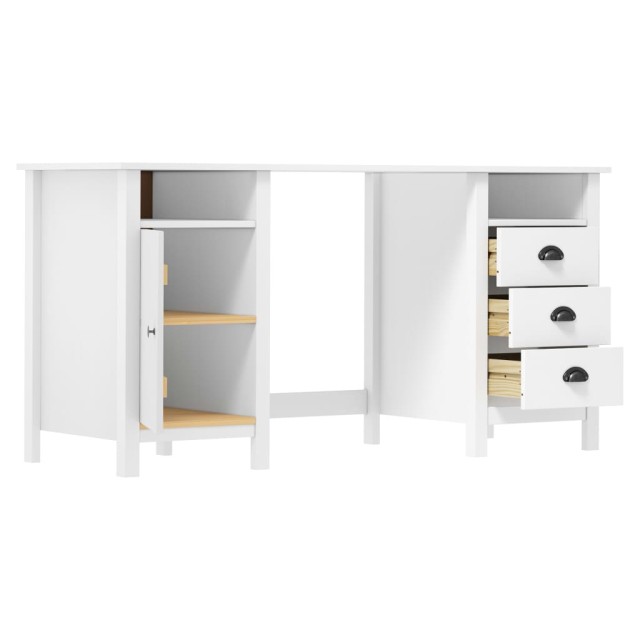 Bureau Hill Blanc 150x50x74 cm Bois de pin solide