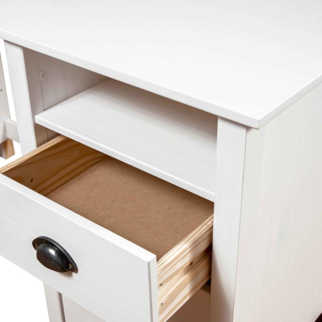 Bureau Hill Blanc 150x50x74 cm Bois de pin solide