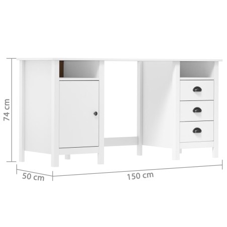 Bureau Hill Blanc 150x50x74 cm Bois de pin solide
