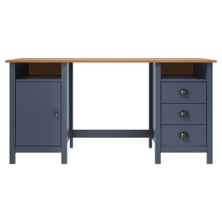 Bureau Hill Gris 150x50x74 cm Bois de pin solide 2
