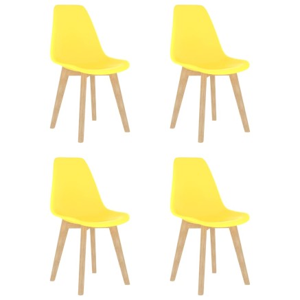 Chaises à manger lot de 4 jaune plastique
