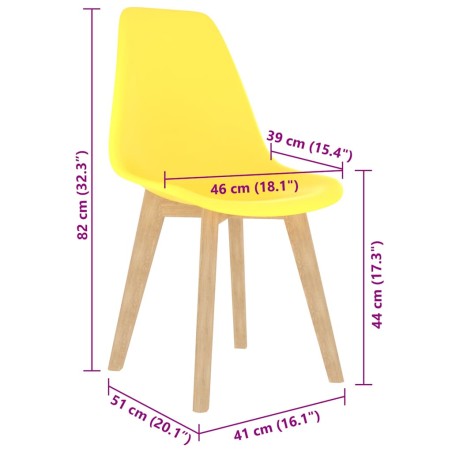 Chaises à manger lot de 4 jaune plastique