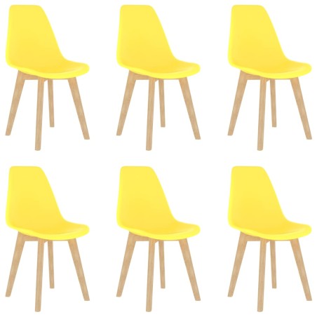 Chaises à manger lot de 6 jaune plastique