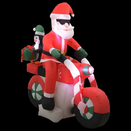 Père Noël gonflable sur moto LED IP44 160 cm