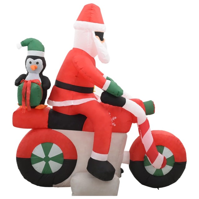 Père Noël gonflable sur moto LED IP44 160 cm