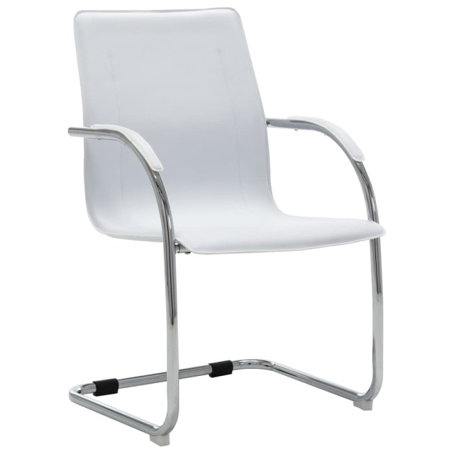 Chaise de bureau cantilever Blanc Similicuir