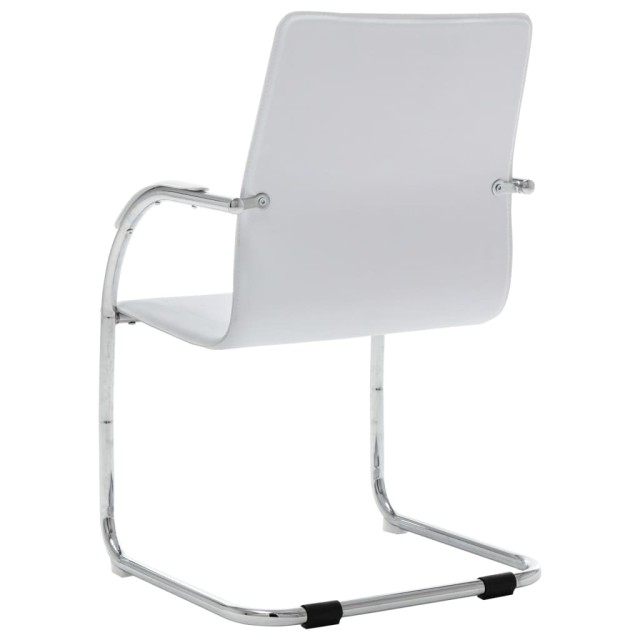 Chaise de bureau cantilever Blanc Similicuir