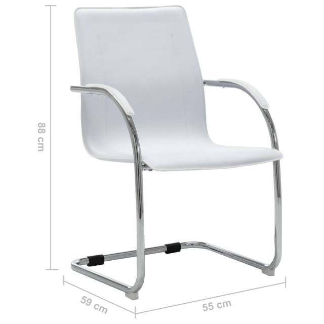 Chaise de bureau cantilever Blanc Similicuir
