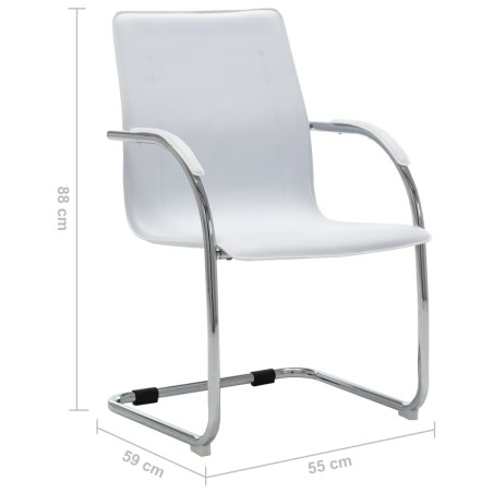 Chaise de bureau cantilever Blanc Similicuir