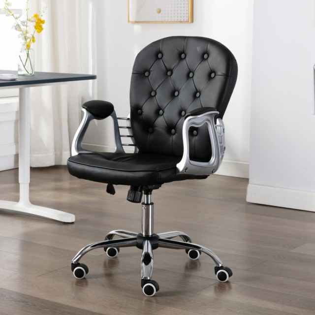 Chaise de bureau pivotante Noir Similicuir