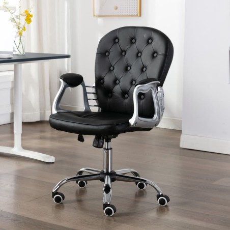 Chaise de bureau pivotante Noir Similicuir