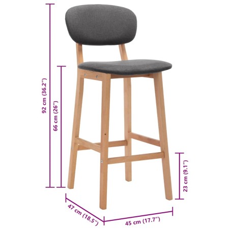 Tabourets de bar lot de 2 gris foncé tissu