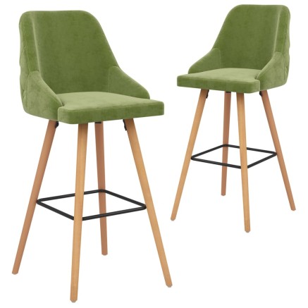 Tabourets de bar lot de 2 vert clair velours