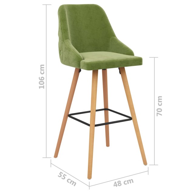 Tabourets de bar lot de 2 vert clair velours
