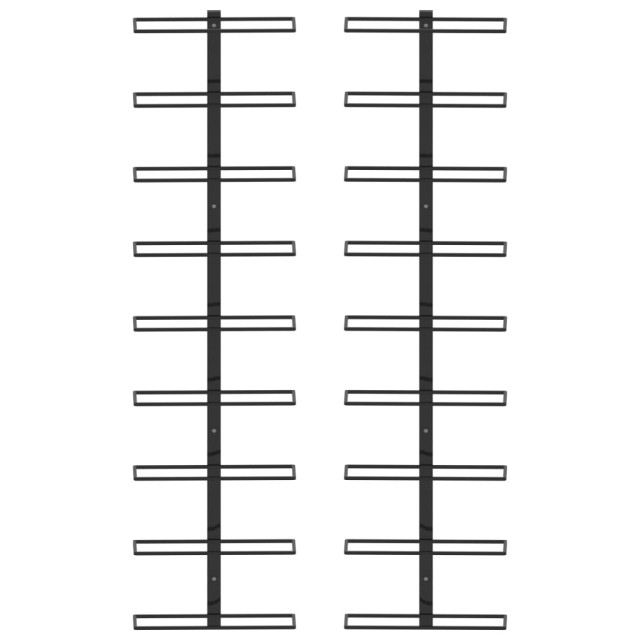 Casiers à bouteilles muraux pour 18 bouteilles 2 pcs Noir Fer