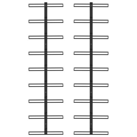 Casiers à bouteilles muraux pour 18 bouteilles 2 pcs Noir Fer