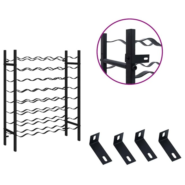 Casier à bouteilles pour 48 bouteilles Noir Métal