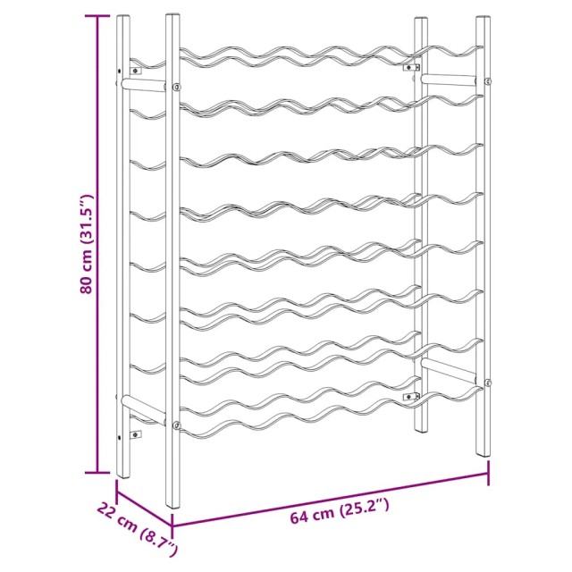 Casier à bouteilles pour 48 bouteilles Noir Métal