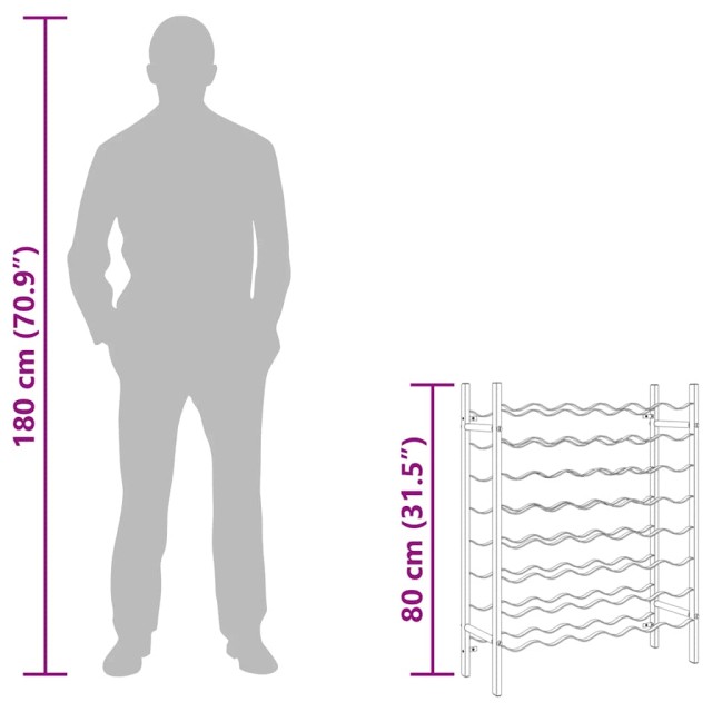 Casier à bouteilles pour 48 bouteilles Noir Métal