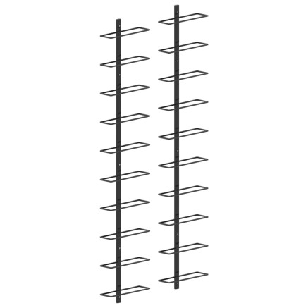 Casiers à bouteilles muraux pour 20 bouteilles 2 pcs Noir Métal