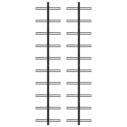 Casiers à bouteilles muraux pour 20 bouteilles 2 pcs Noir Métal 2