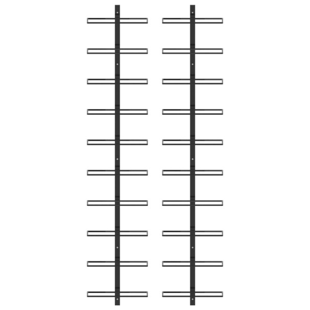 Casiers à bouteilles muraux pour 20 bouteilles 2 pcs Noir Métal