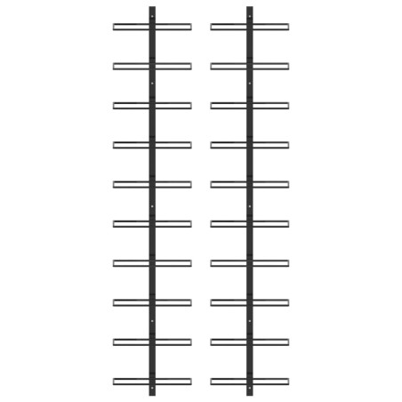 Casiers à bouteilles muraux pour 20 bouteilles 2 pcs Noir Métal