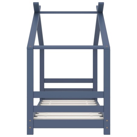 Cadre de lit d'enfant Gris Bois de pin massif 70x140 cm