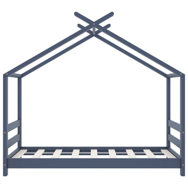 Cadre de lit d'enfant Gris Bois de pin massif 70x140 cm