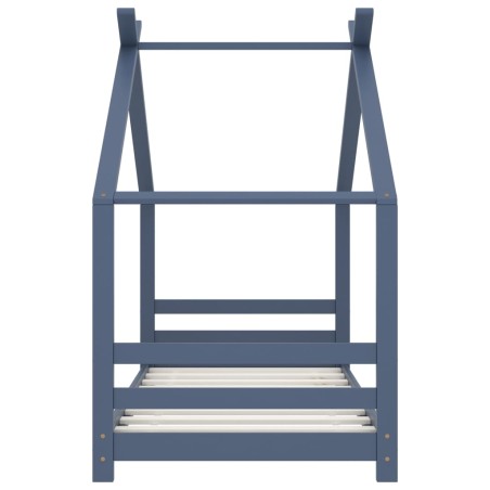 Cadre de lit d'enfant Gris Bois de pin massif 80x160 cm
